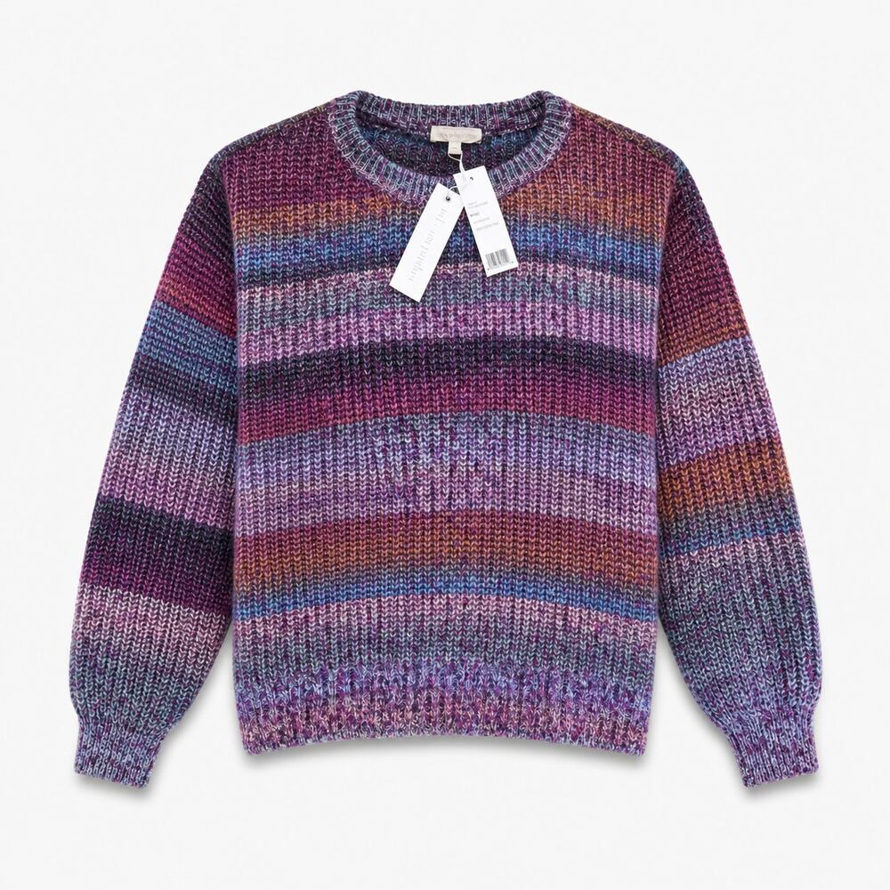 Adyson Parker Multi-Color Space Dye Chunky Knit Crewneck Sweater NWT
